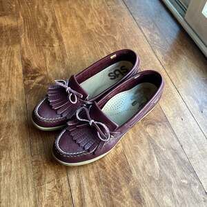 SAS Burgundy Kiltie Moccasin Slip On Women's size 8 S